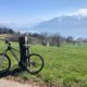 Mountain bike above Vevey, overlooking Swiss & French Alps